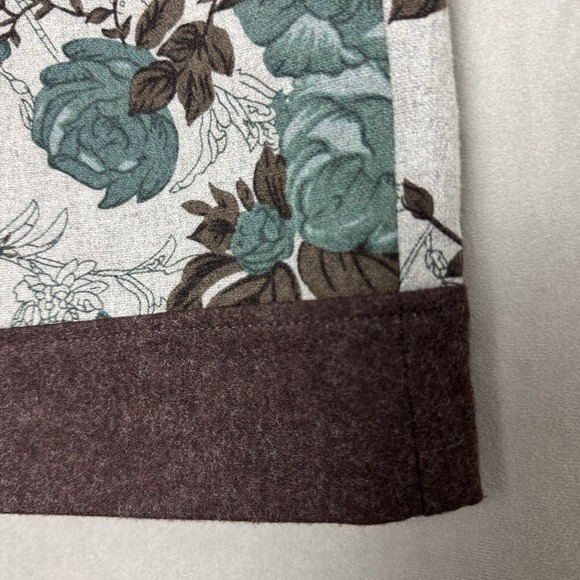Anthropologie Tabitha Womens Medium Teal Floral Gray Wool Blend Mini Skirt - Picture 4 of 15